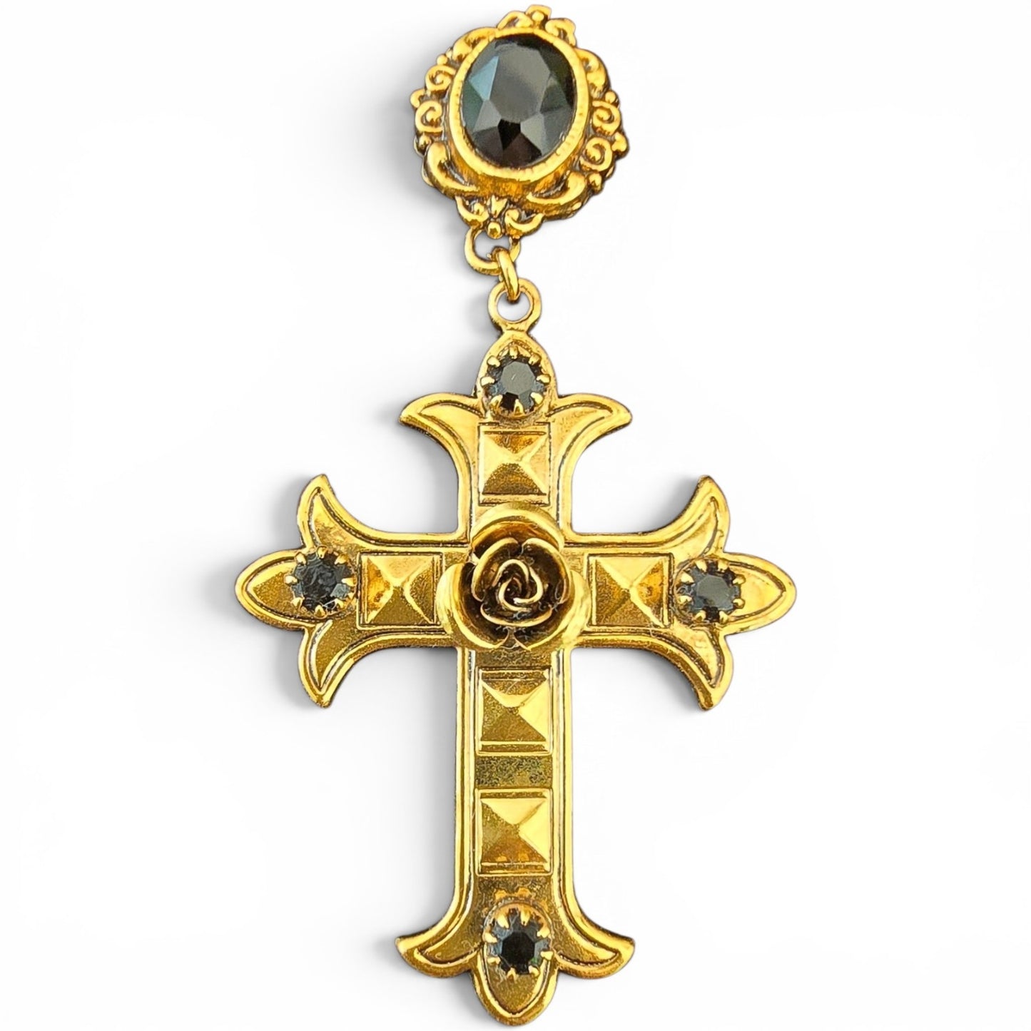 Sacred Rose Cross Earrings