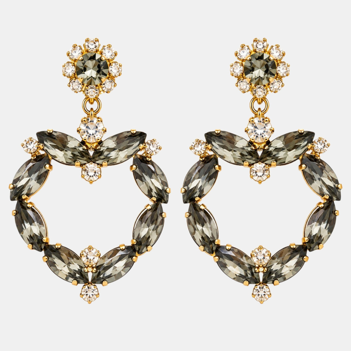 Smoky Olive Crystal Statement Earrings