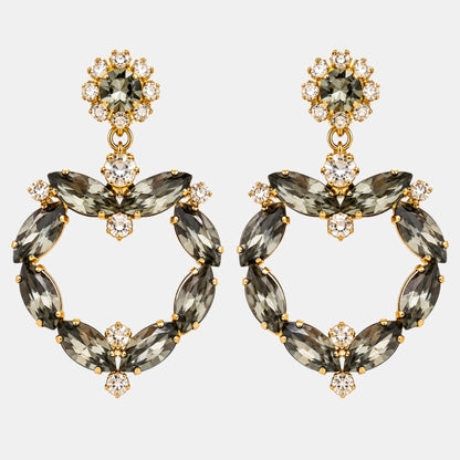 Smoky Olive Crystal Statement Earrings