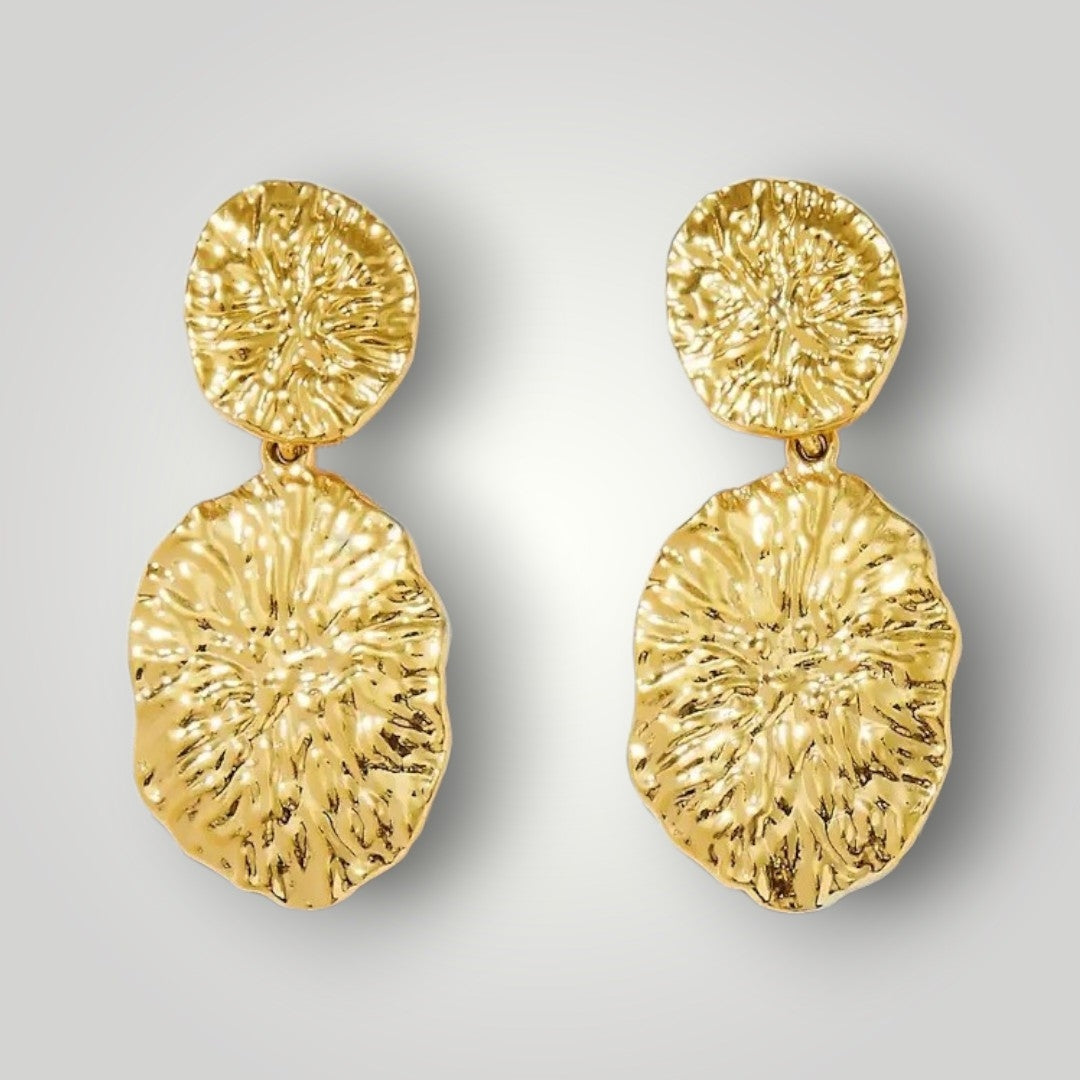 Nettuno Gold Disc Earrings - Gold Plated