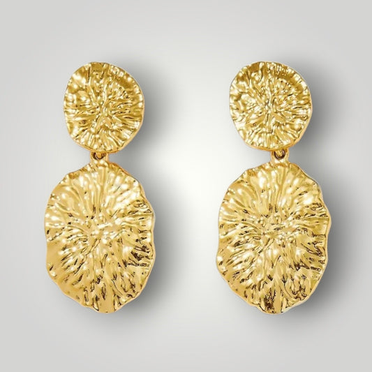 Nettuno Gold Disc Earrings - Gold Plated