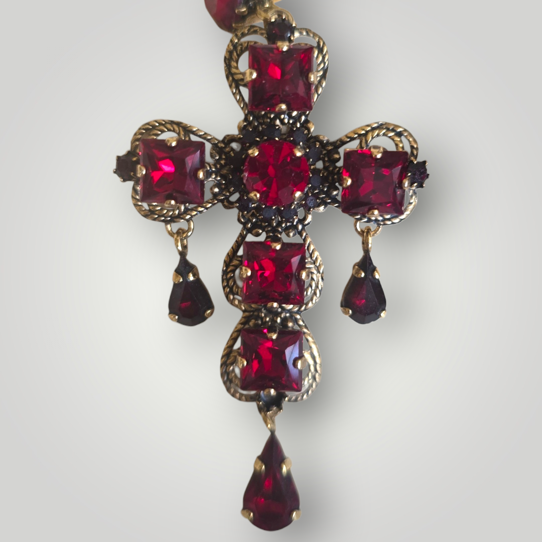 Sacred Cross Earrings – Red Swarovski