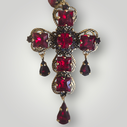 Sacred Cross Earrings – Red Swarovski