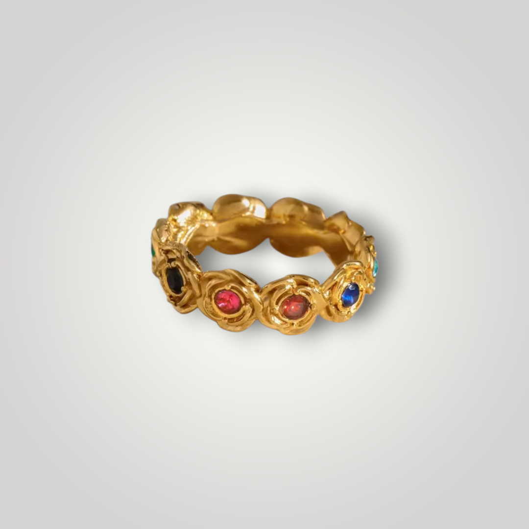 Venice Gem Ring - 18ct Gold Plated Stainless Steel