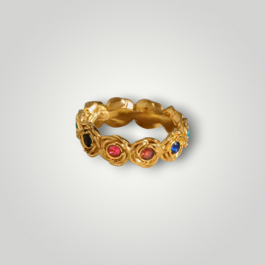Venice Gem Ring - 18ct Gold Plated Stainless Steel