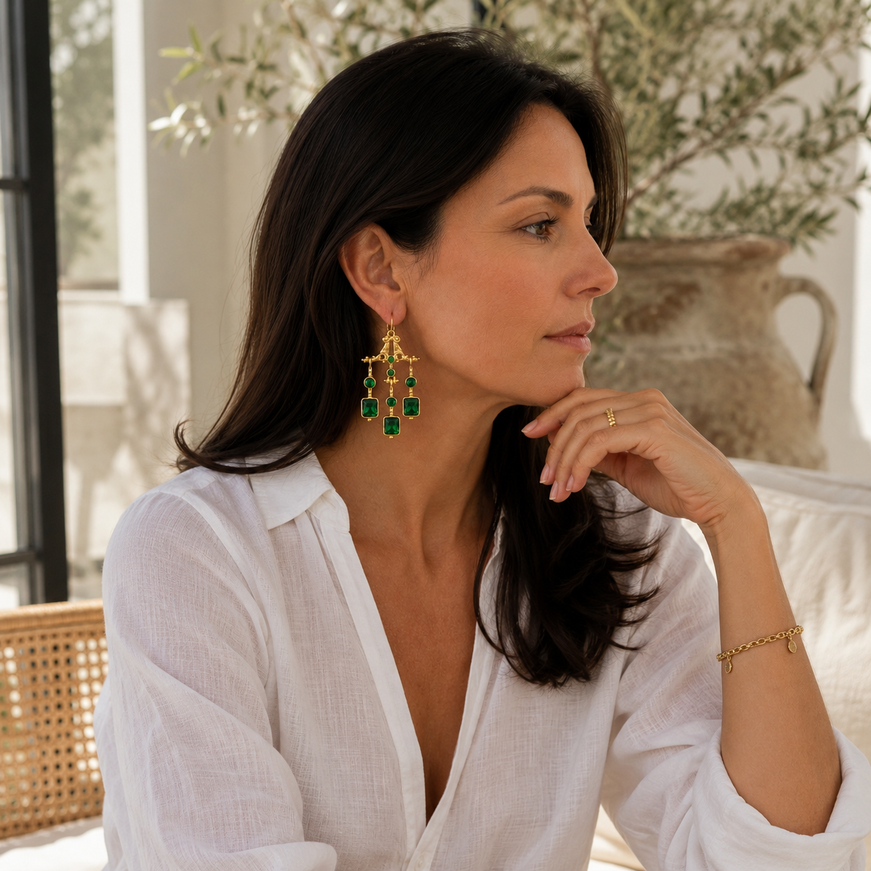 Emerald Green Statement Chandelier Earrings