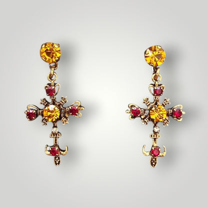 Sacred Topaz Cross Earrings