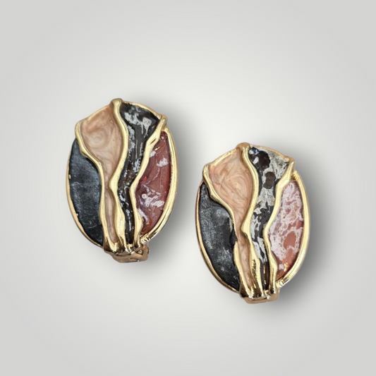 Vintage Enamel Clip-On Earrings