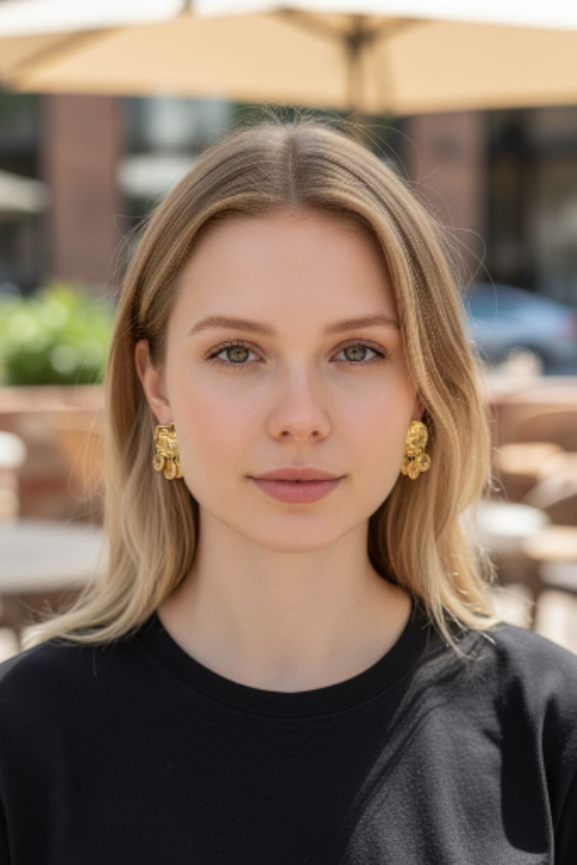 Mythos Lion Coin Drop Earrings - 18ct Gold Plated
