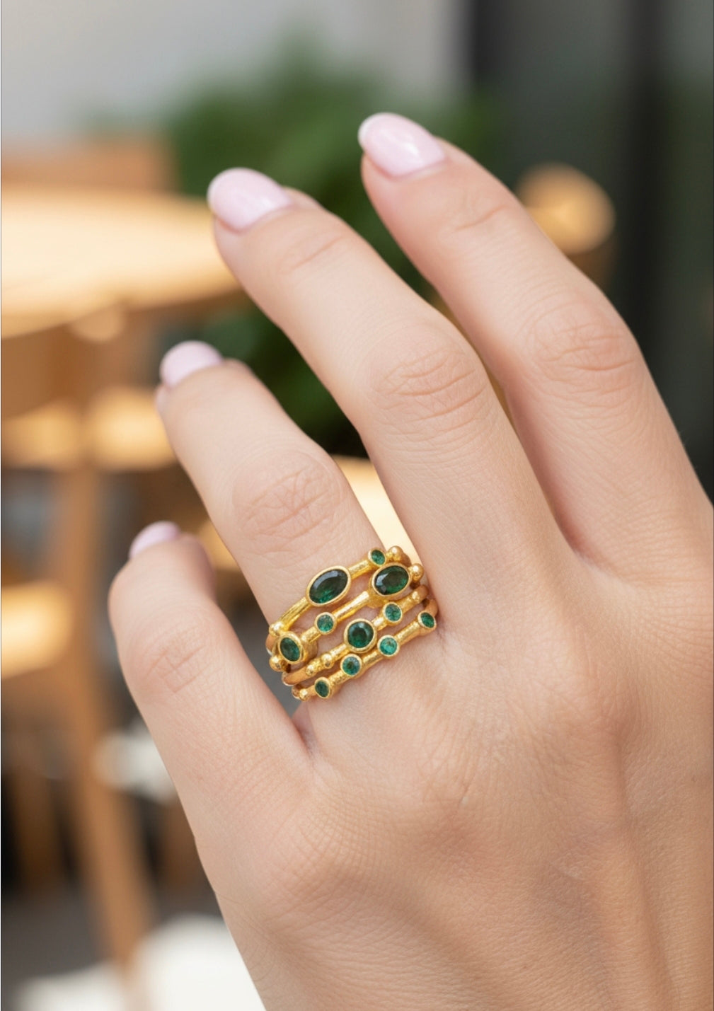 Elena Green Zirconia 18ct Gold Plated Ring