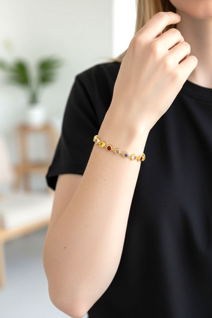 Celestia Tennis Gem Bracelet - Gold Plated on Sterling Silver