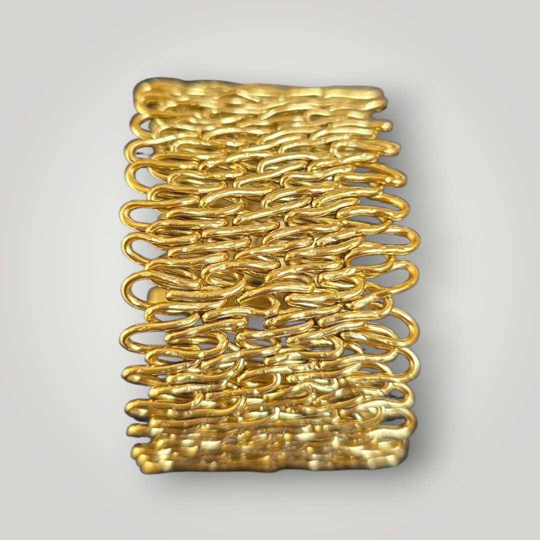 Statement Gold Cuff Bracelet – Stainless Steel Matte Finish Wide Cuff