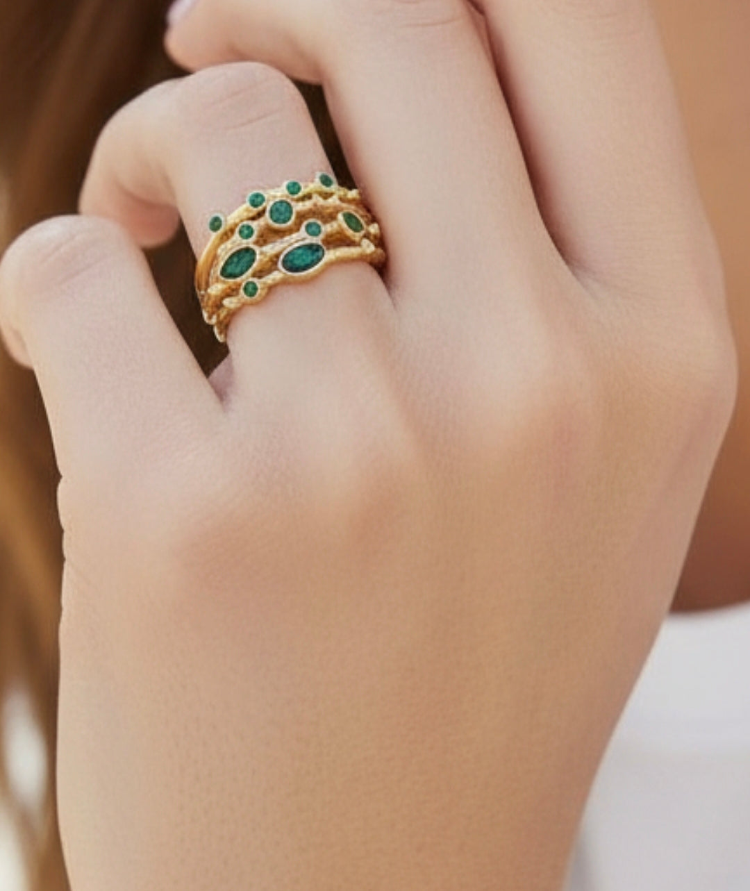 Elena Green Zirconia 18ct Gold Plated Ring