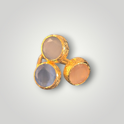 Trio Stone 18ct Gold Plated Adjustable Ring