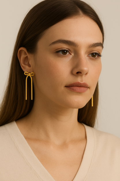 Bow Tie Drop Earrings Sterling silver with 18ct gold plating