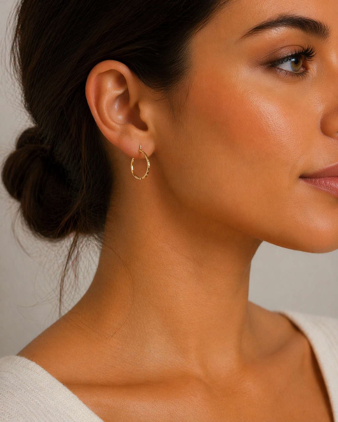 Mini Hammered Gold Hoops – Stainless Steel Delicate Earrings