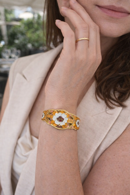 Vintage Cloisonné Enamel Floral Bracelet