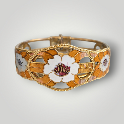 Vintage Cloisonné Enamel Floral Bracelet
