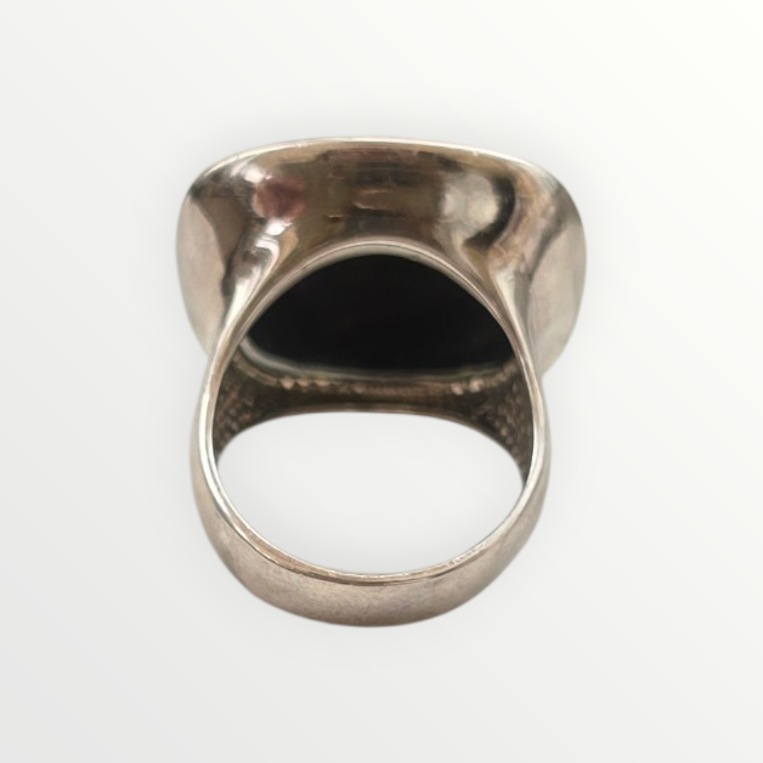 Vintage Mexican 925 Sterling Silver Abalone Statement Ring