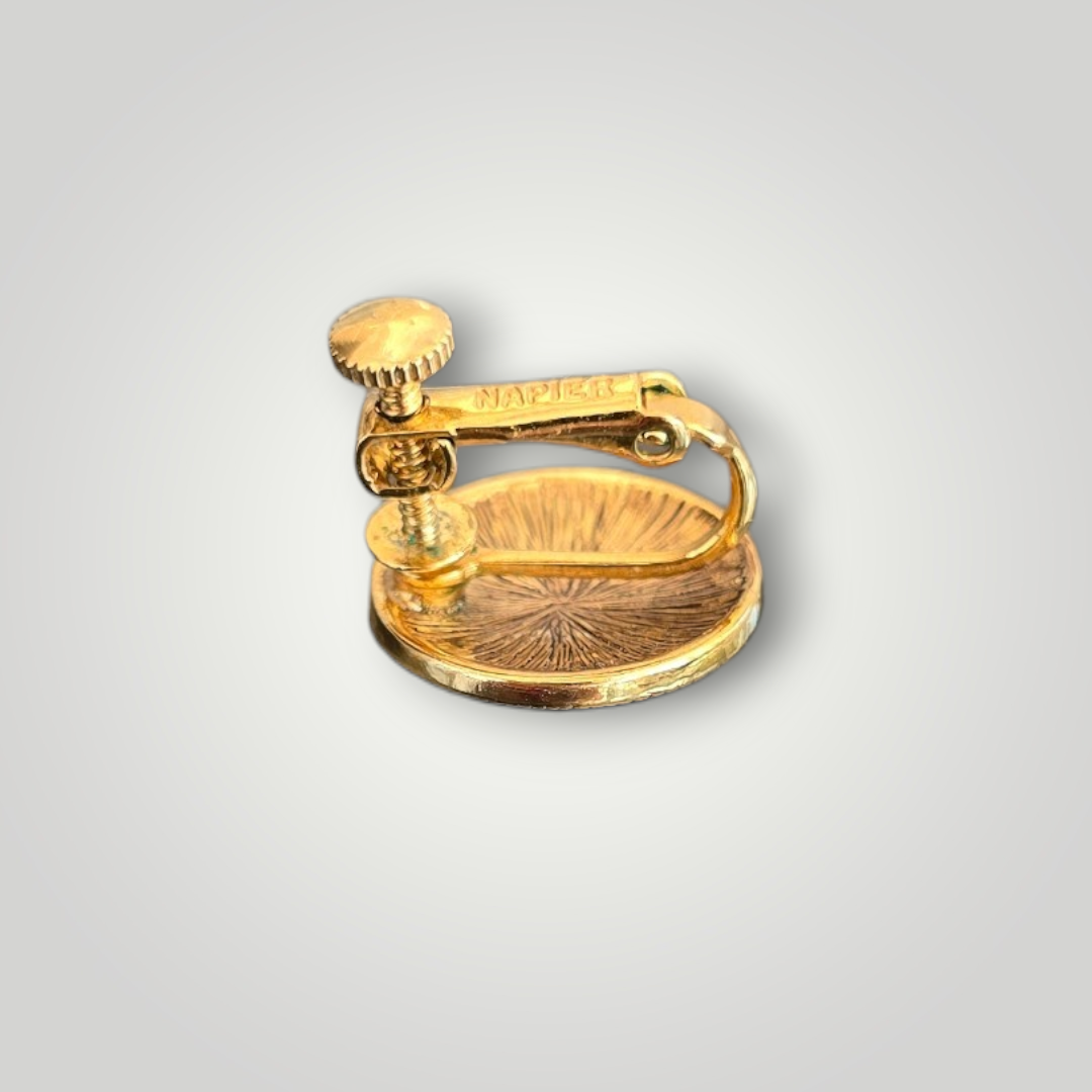 Vintage Napier Burgundy Enamel Earrings