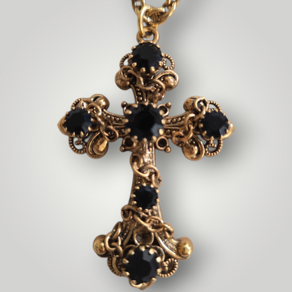Sacred Art Cross Necklace – Black Swarovski