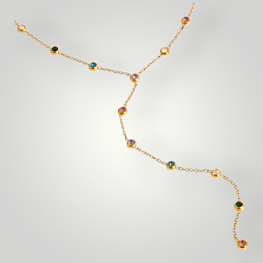 Capri Lariat Necklace - 18ct Gold Plated Stainless Steel