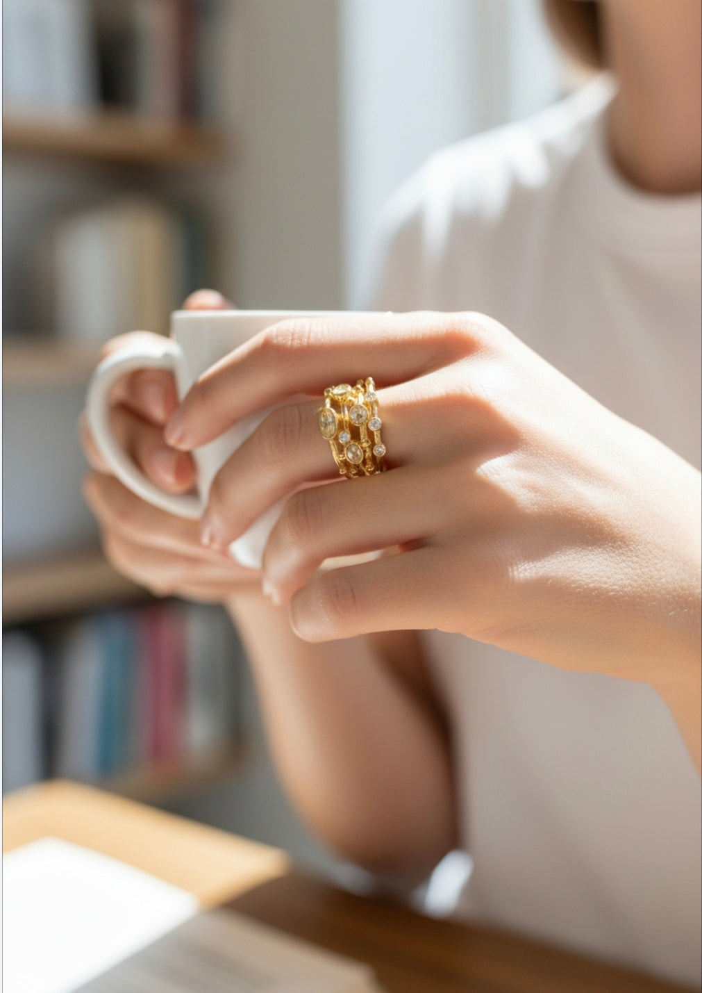 Elena White Zirconia 18ct Gold Plated Ring