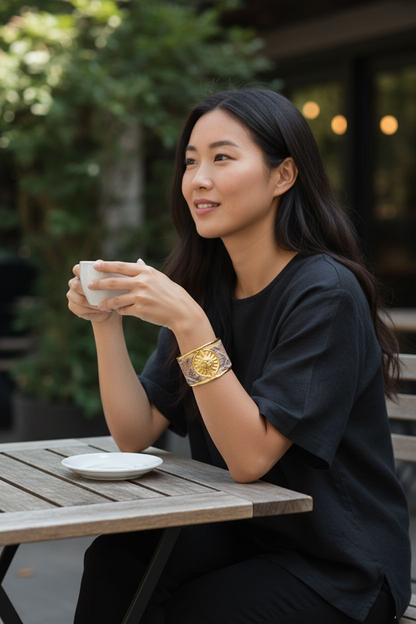 Solar cuff - 18ct Gold Plated Stainless Steel