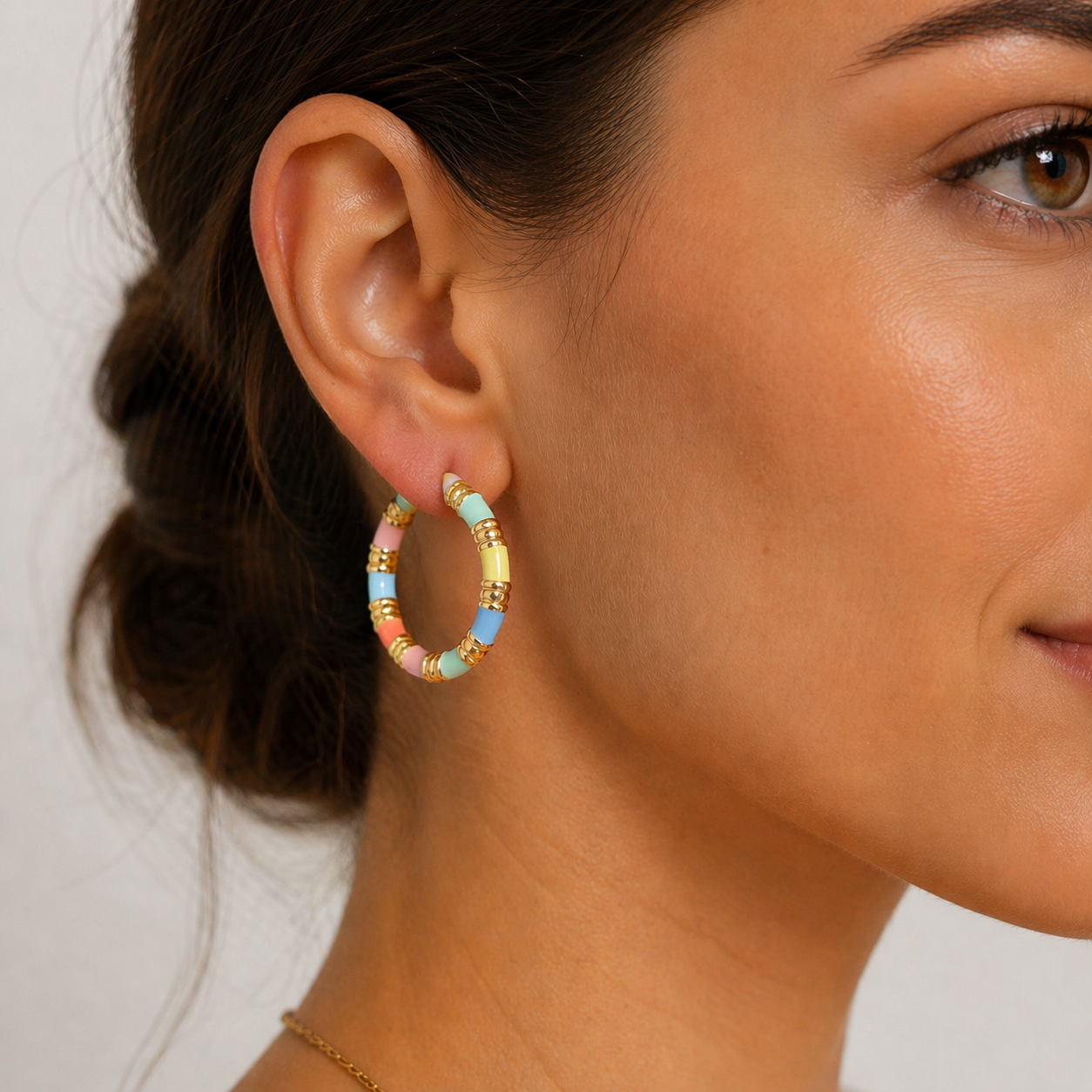 Colourful Enamel Hoop Earrings – Gold Plated Statement Hoops