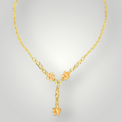 Vintage Floral Drop Necklace Gold plated