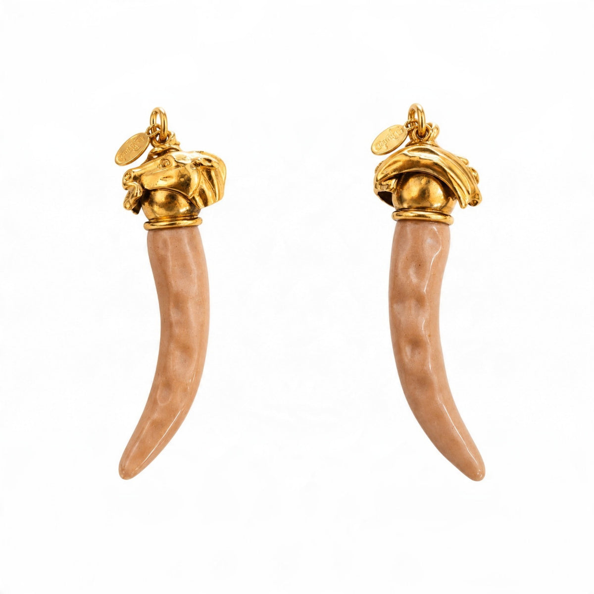 Italian Cornicello Necklace – Ivory Ceramic & Sculpted Gold
