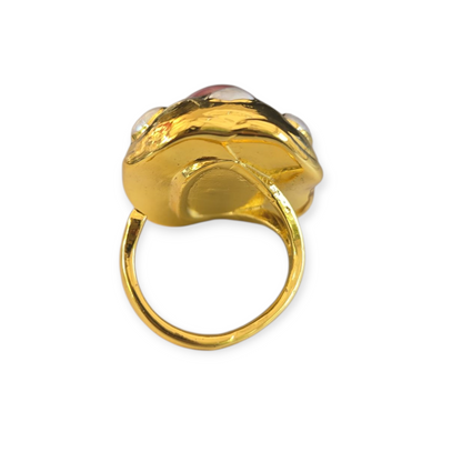 Gaia Bloom Ring - 24ct Gold Plated - Pearl