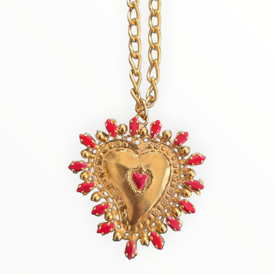Sacred Heart Necklace – Red Crystal Heart – Sacred Heart Collection