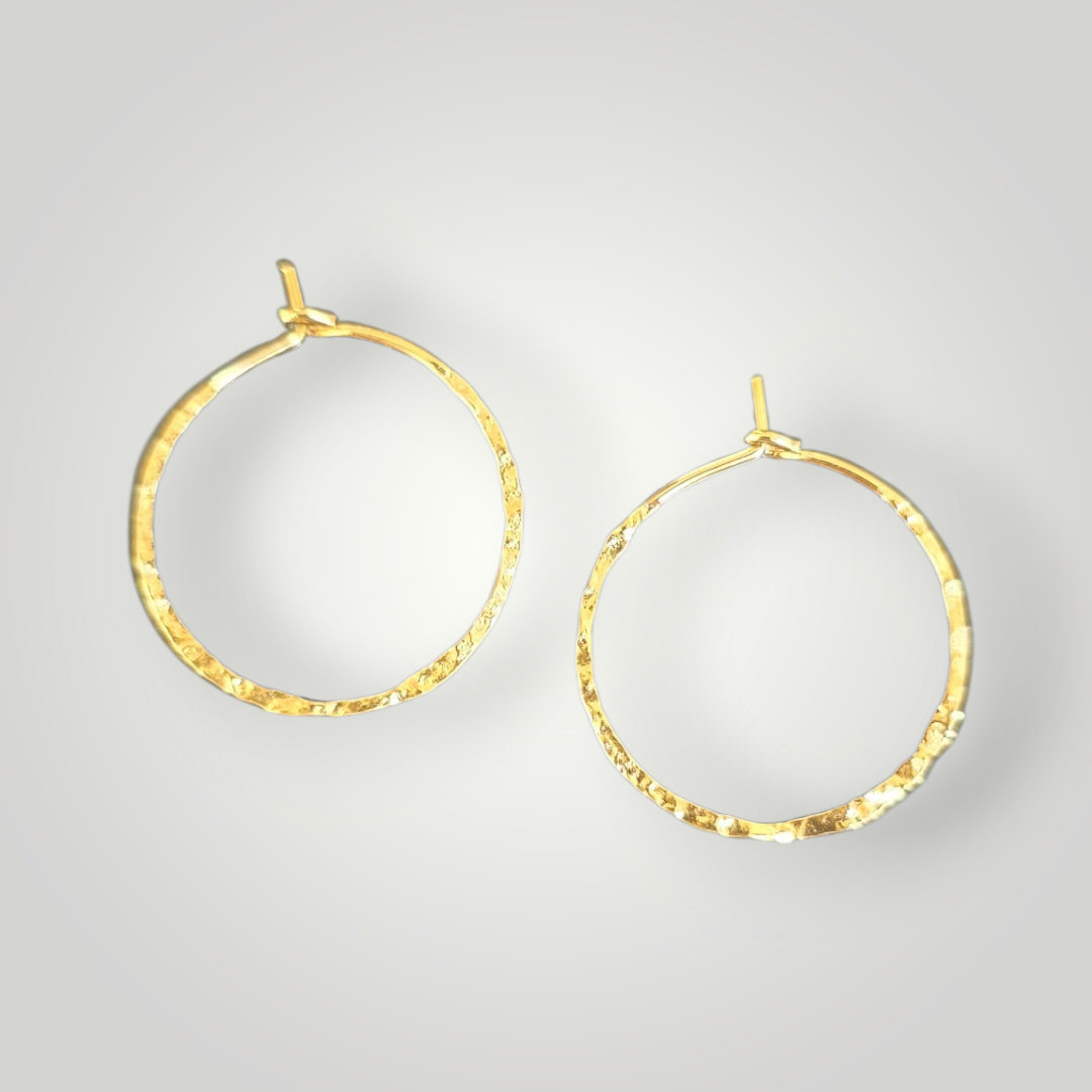 Mini Hammered Gold Hoops – Stainless Steel Delicate Earrings