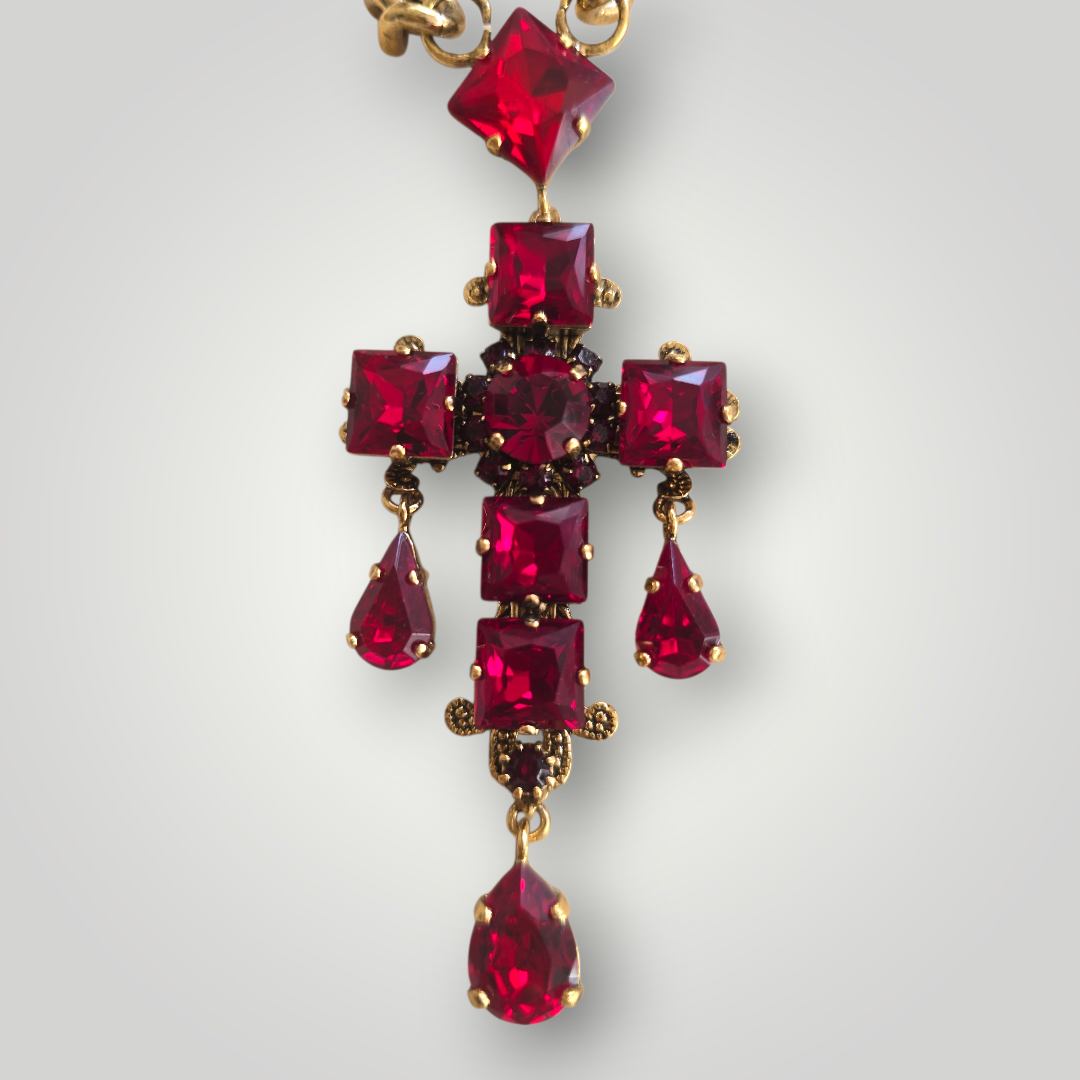 Sacred Art Ruby Cross Necklace