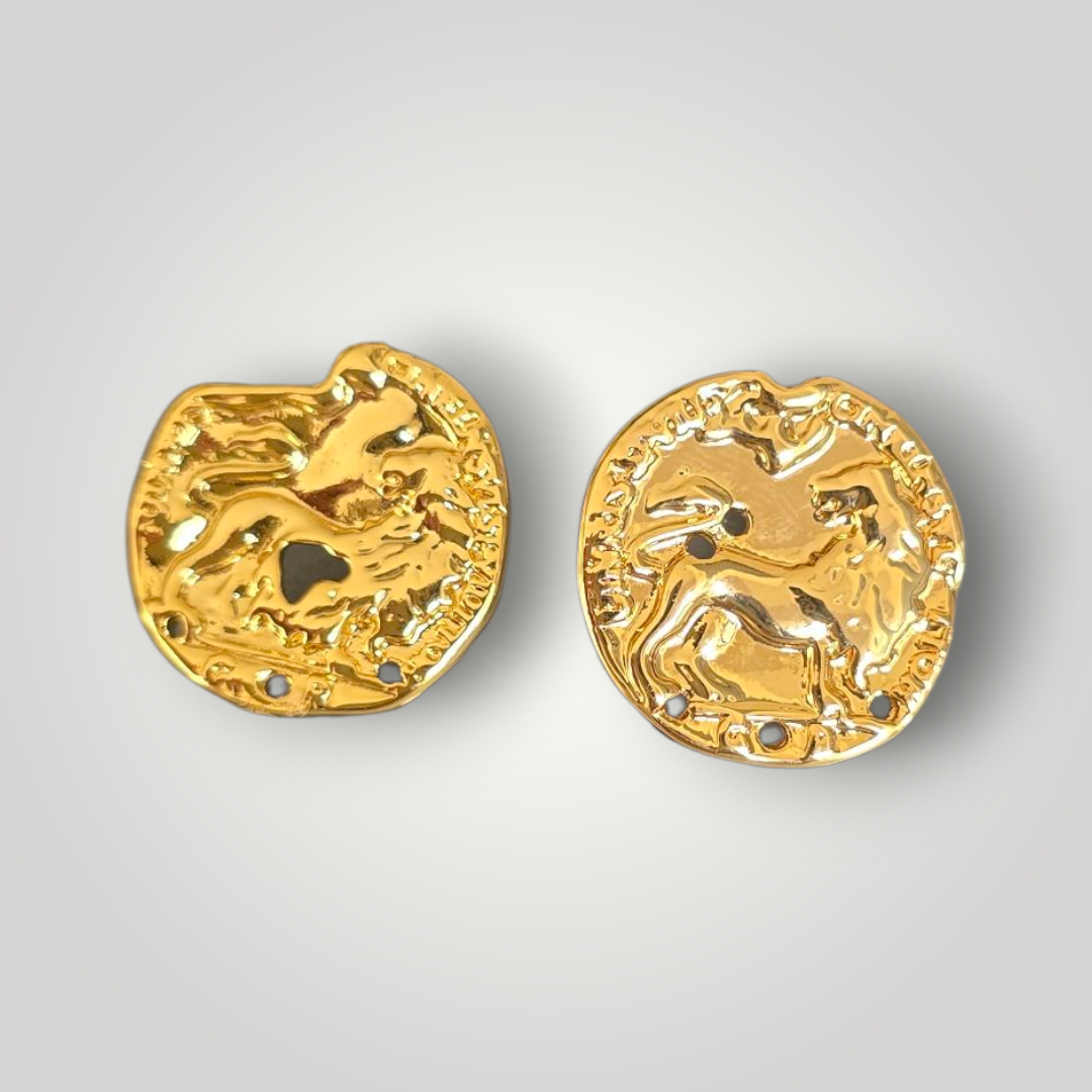 Imperia Horse Coin Earrings-18ct Gold Plated