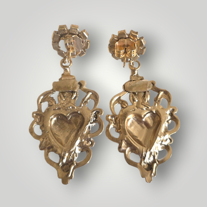 Sacred Heart Earrings – Red Swarovski & Black Crystal