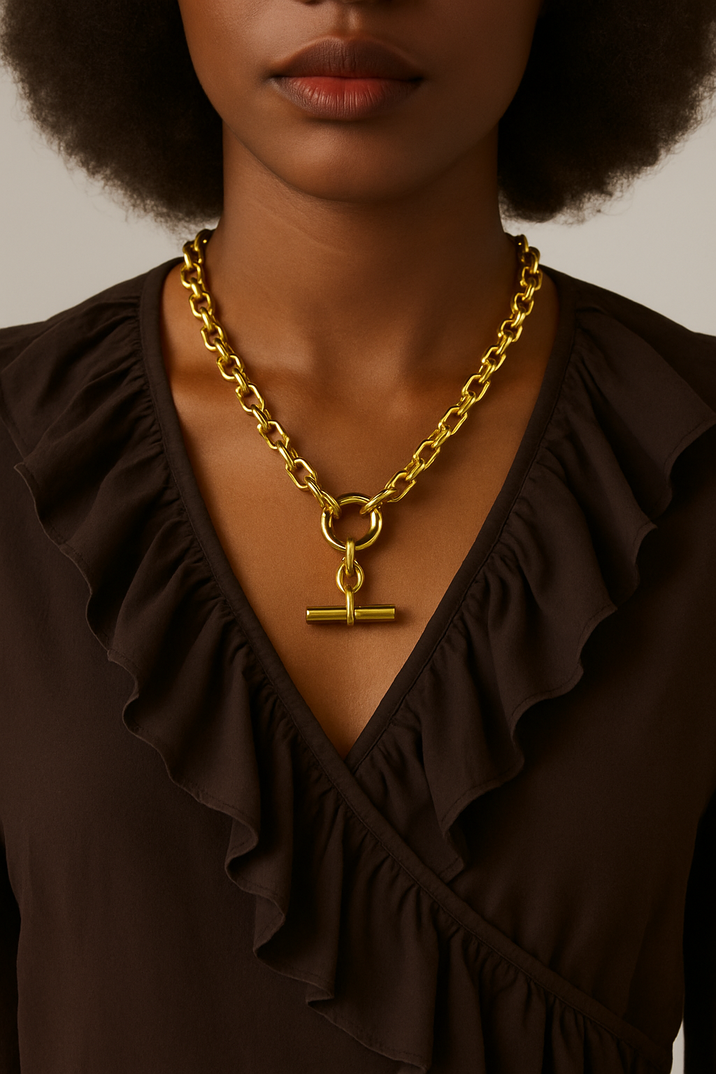 Chunky T-Bar Necklace – 18ct Gold Plated Stainless Steel
