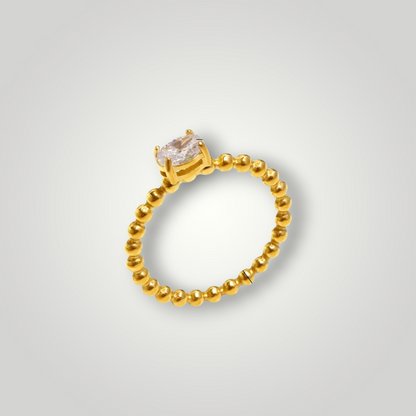 Verona Beaded Oval Ring – 18ct Gold Plated Stainless Steel