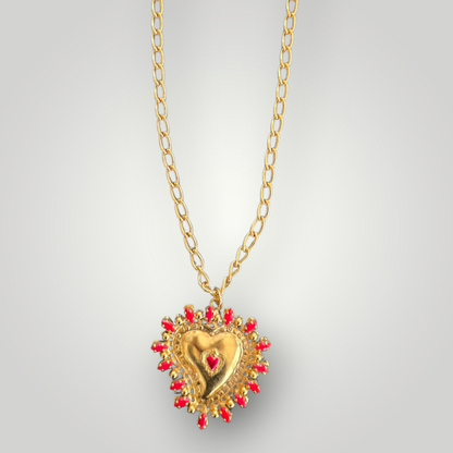 Sacred Heart Necklace – Red Crystal Heart – Sacred Heart Collection