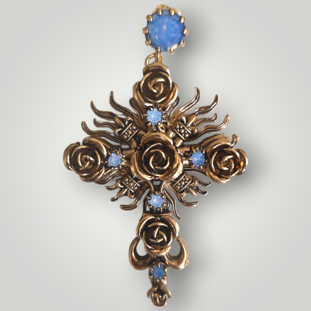 Sacred Cross Earrings – Blue Swarovski