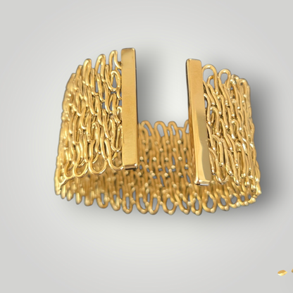 Statement Gold Cuff Bracelet – Stainless Steel Matte Finish Wide Cuff