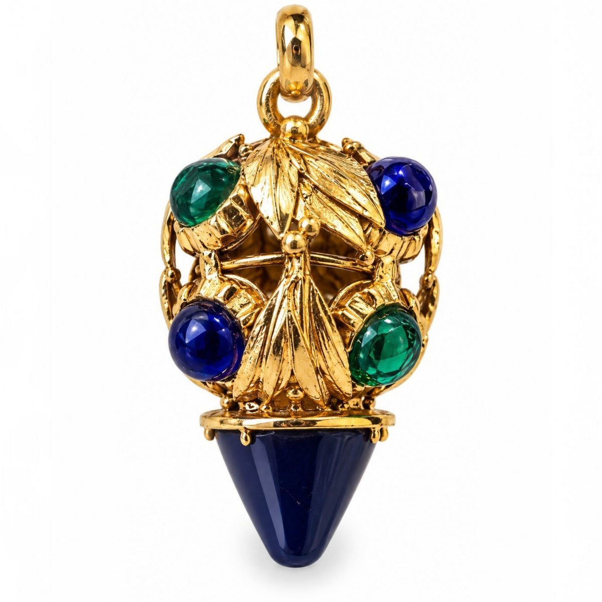 Midnight Blue & Green Statement Pendant Necklace.