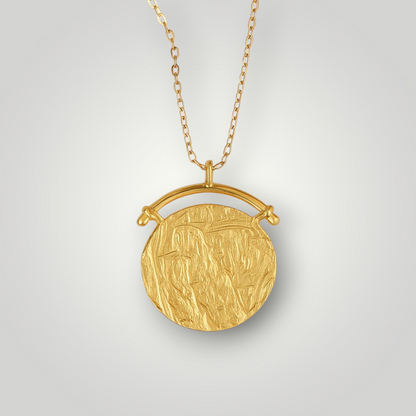 Athena Textured Silver Medallion Necklace - 925 Sterling Silver