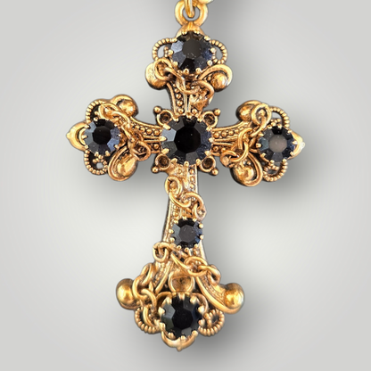 Sacred Art Cross Necklace – Black Swarovski