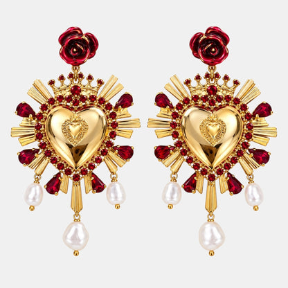 Radiant Sacred Heart Pearl Earrings