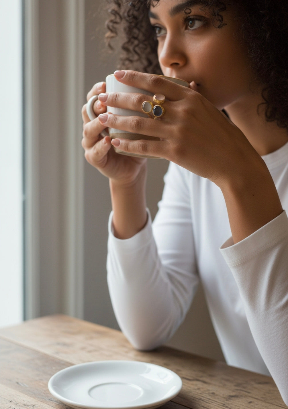 Trio Stone 18ct Gold Plated Adjustable Ring