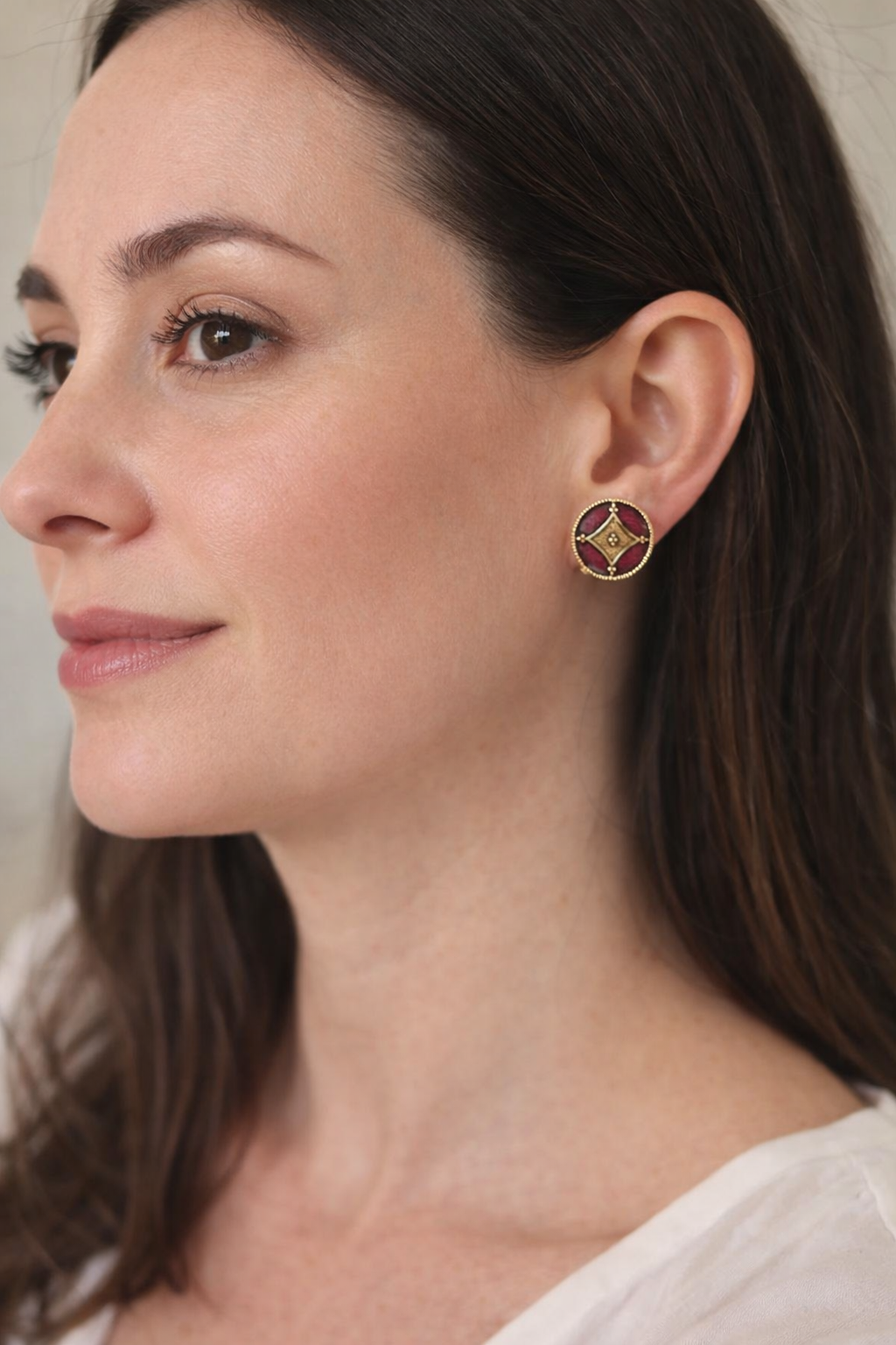 Vintage Napier Burgundy Enamel Earrings