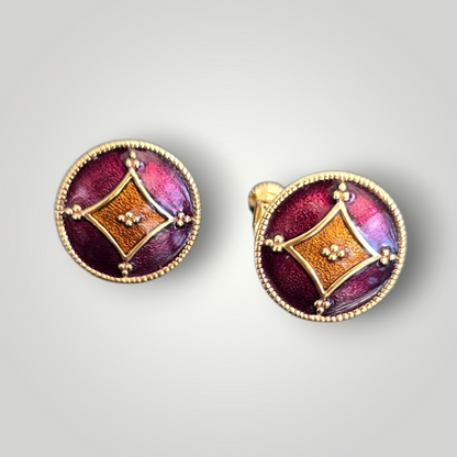 Vintage Napier Burgundy Enamel Earrings