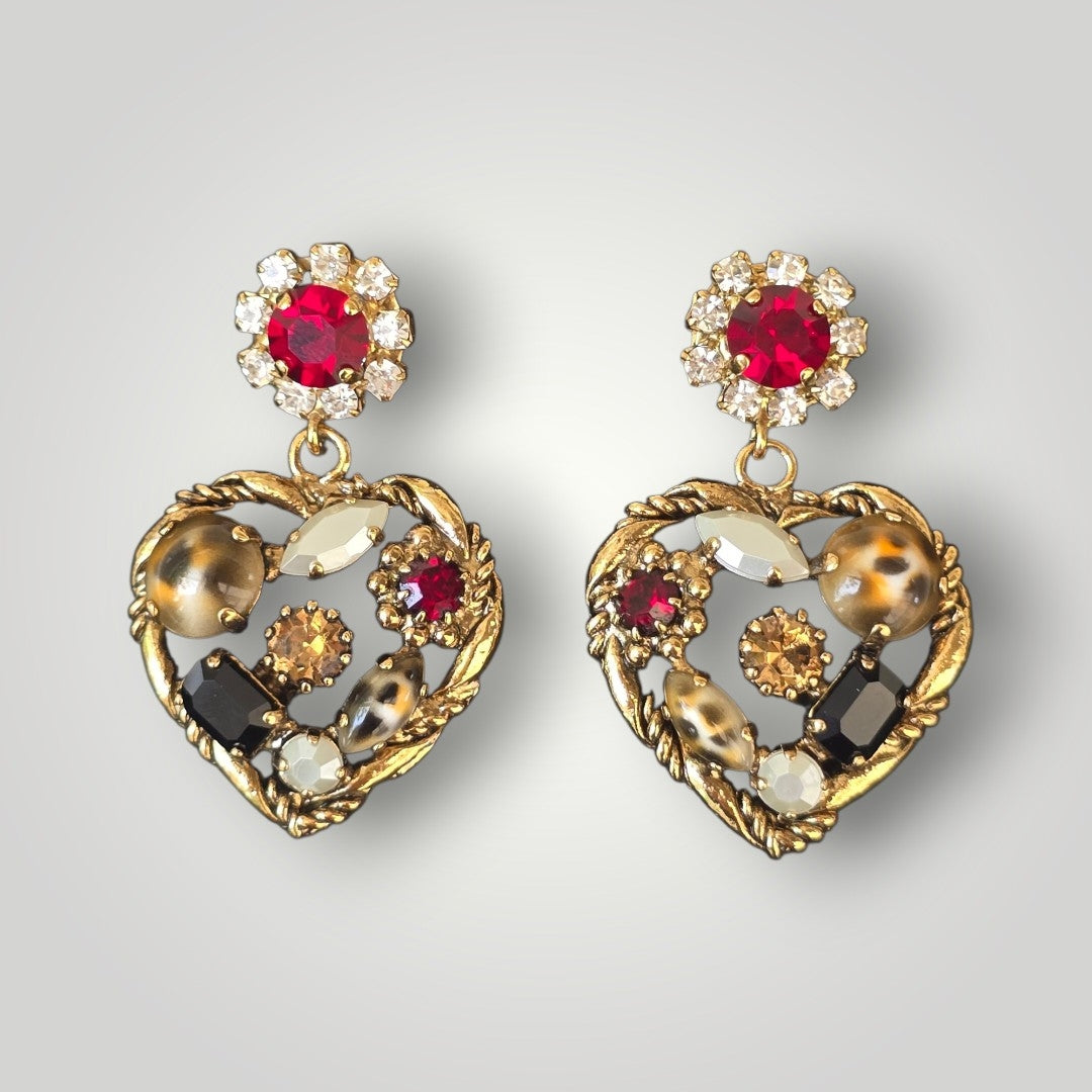 Swarovski Crystal Heart Statement Earrings